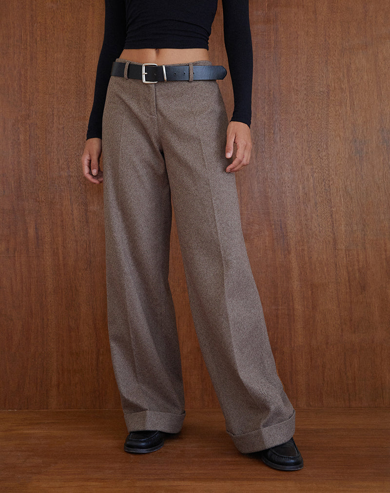 Abdel Faux Wool Tailored Trouser in Walnut