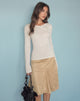 Image of Abila Midi Skirt in Tan Faux Suede