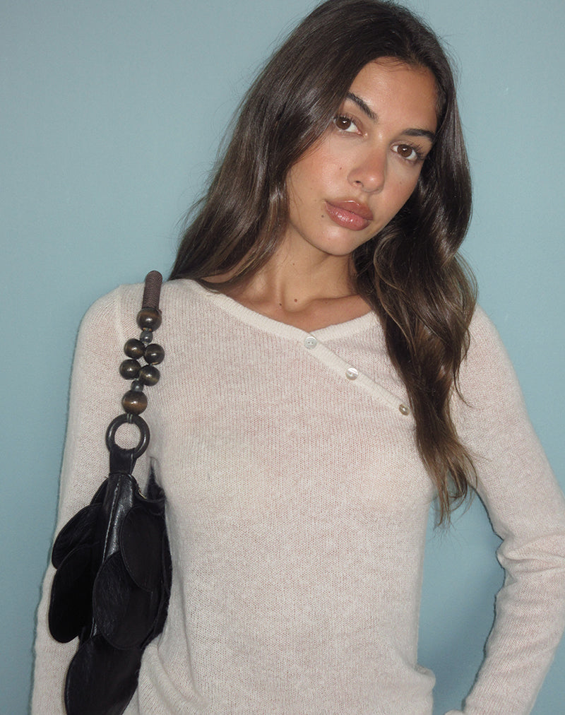 Elanur Long Sleeve Top in Sheer Knit Ecru