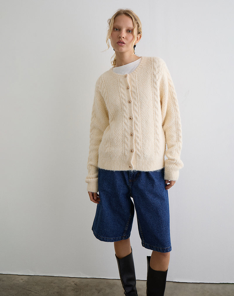 Aceso Cardigan in Brush Knit Ivory