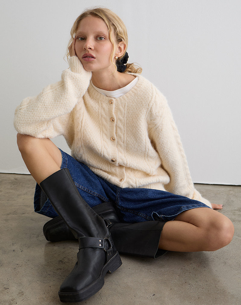 Image of Aceso Cardigan in Brush Knit Ivory