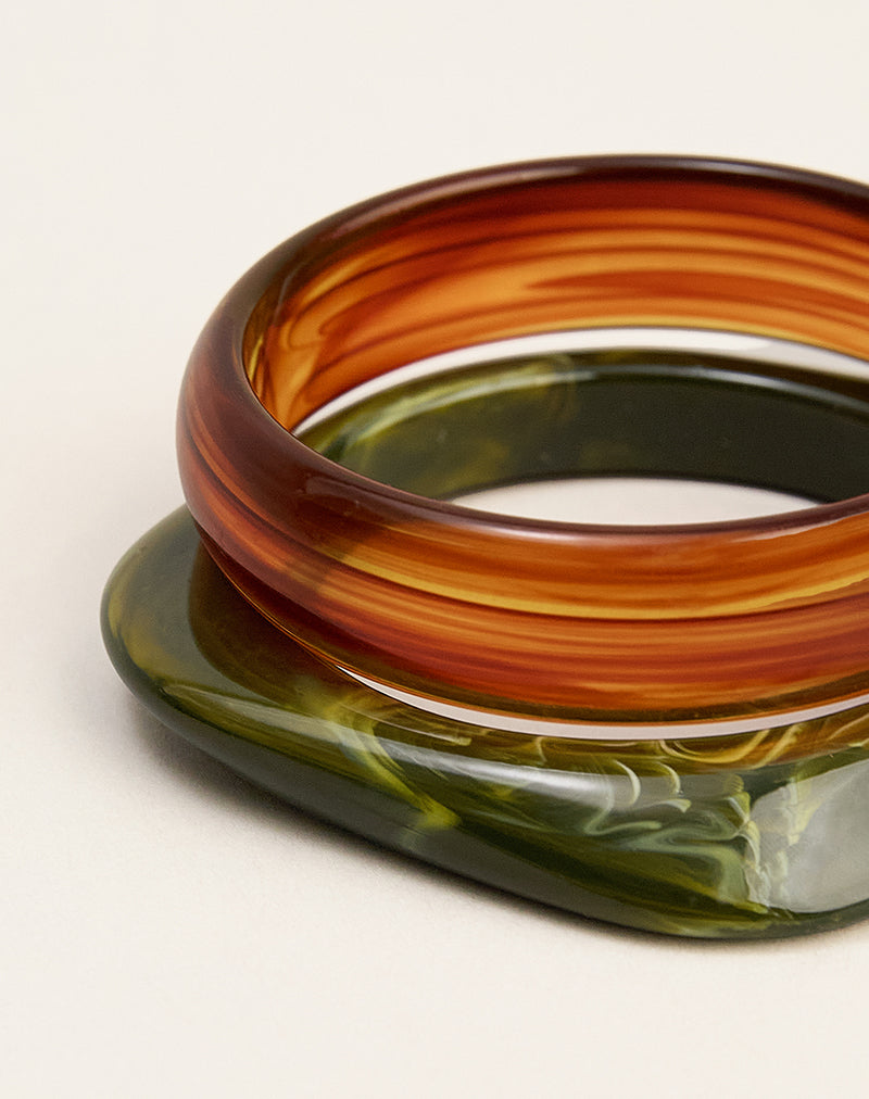 Image of Acrylic Brown and Green Bangle Pack