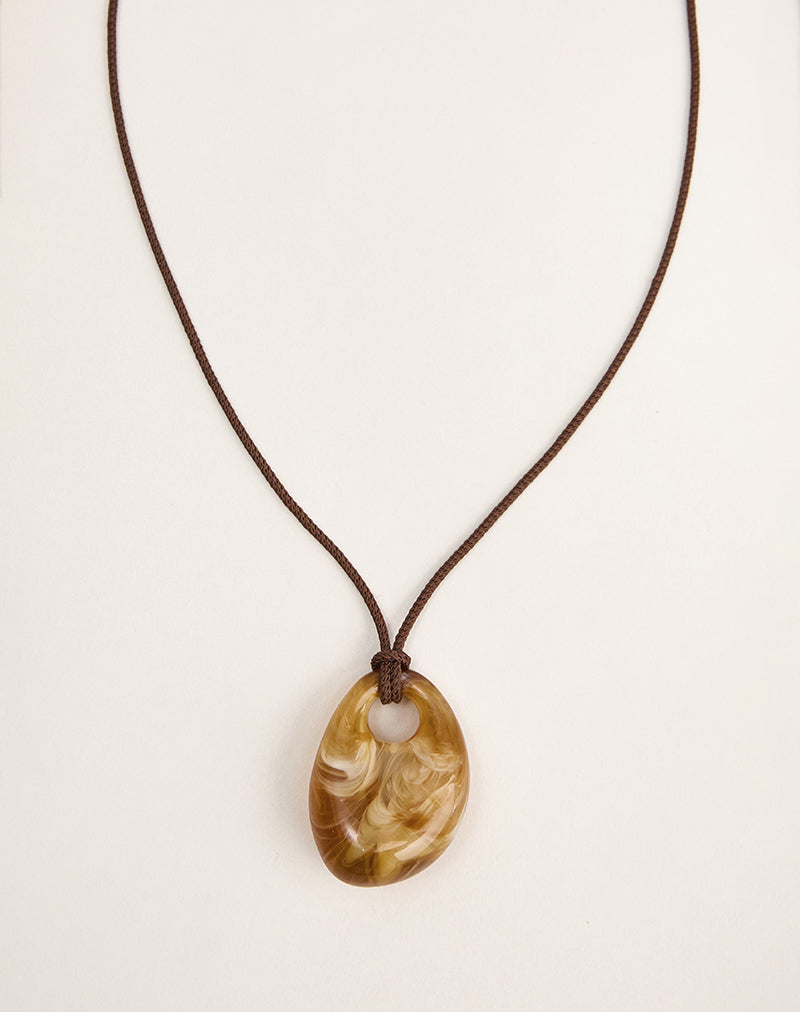 Acrylic Rope Necklace with Oval Pendant
