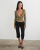 Image of Adaya Long Sleeve Cowl Top in Cupro Olive Stone