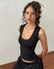 Image of Carys Vest Top in Black Lace with Lace Trim