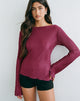 Image of Ador Long Sleeve Top in Plisse Satin Burgundy