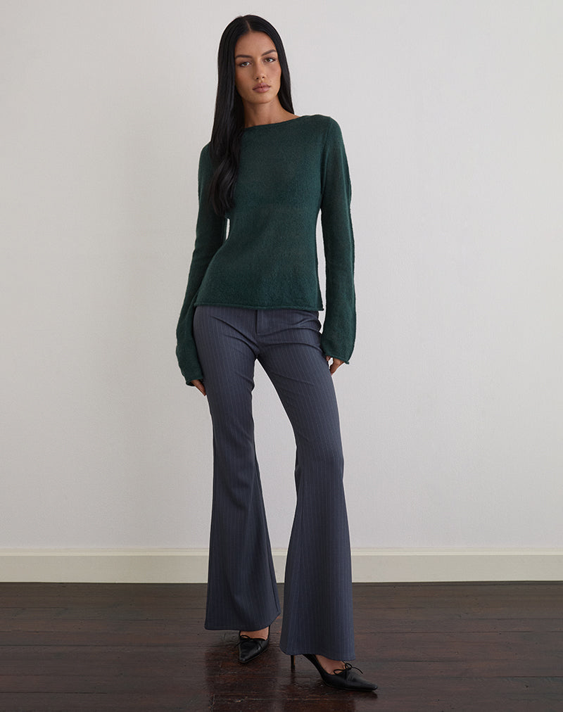 Image of Aika Top in Sheer Knit Dark Green