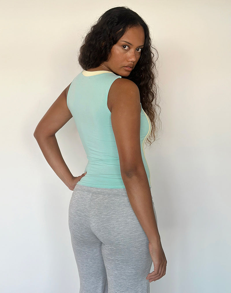 Image of Alba Top in Aqua and Fig with Lemon Binding