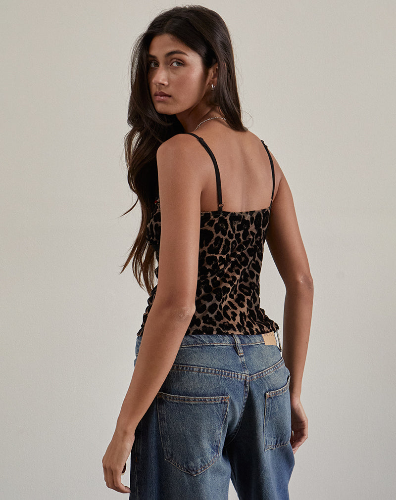 Leopard Print Flock Mesh Cami Top | Alcesta – motelrocks.com