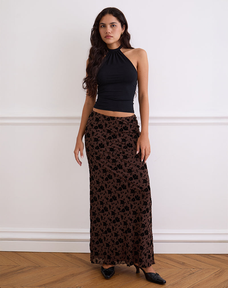 Image of Alfreda Maxi Skirt in Garden Floral Brown
