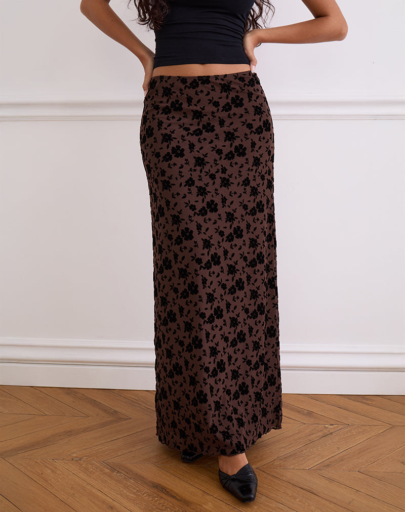 Image of Alfreda Maxi Skirt in Garden Floral Brown