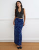 Image of Alfreda Maxi Skirt in Midnight Leaf Flock Navy