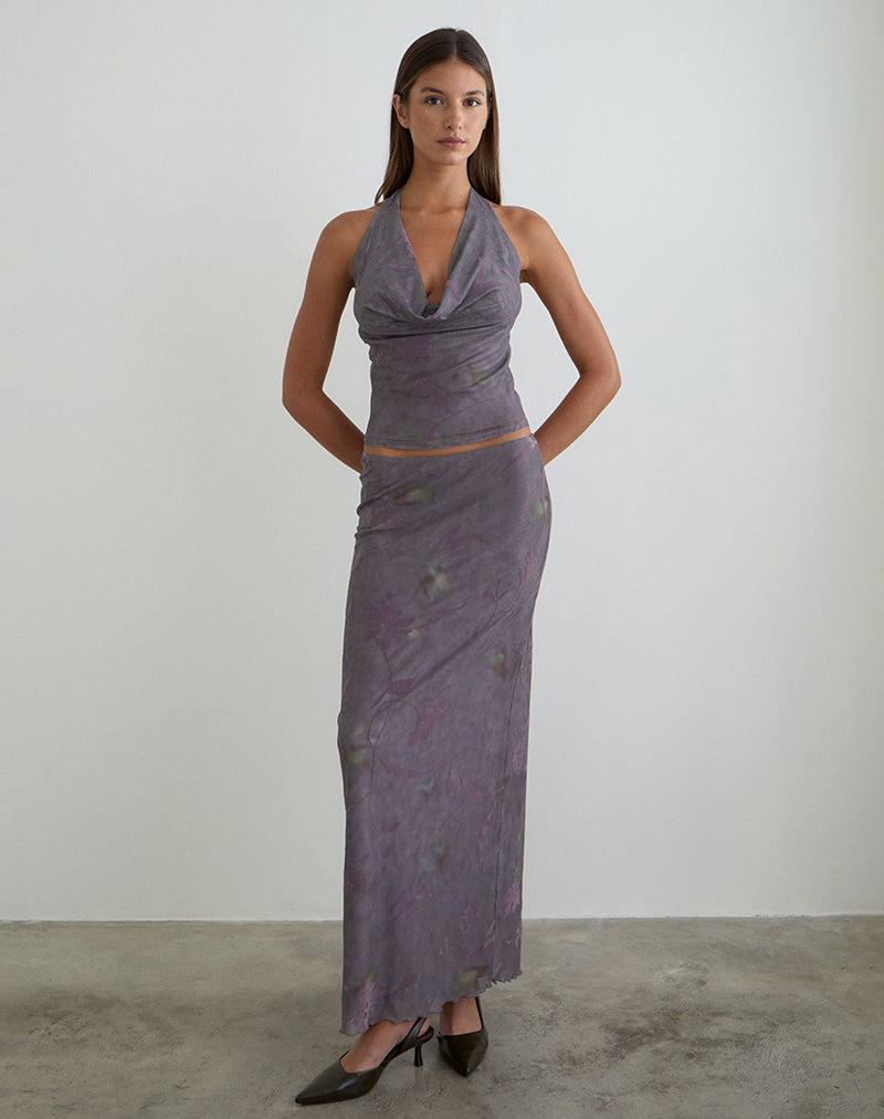 Image of Alfreda Maxi Skirt in Flare Flower Purple