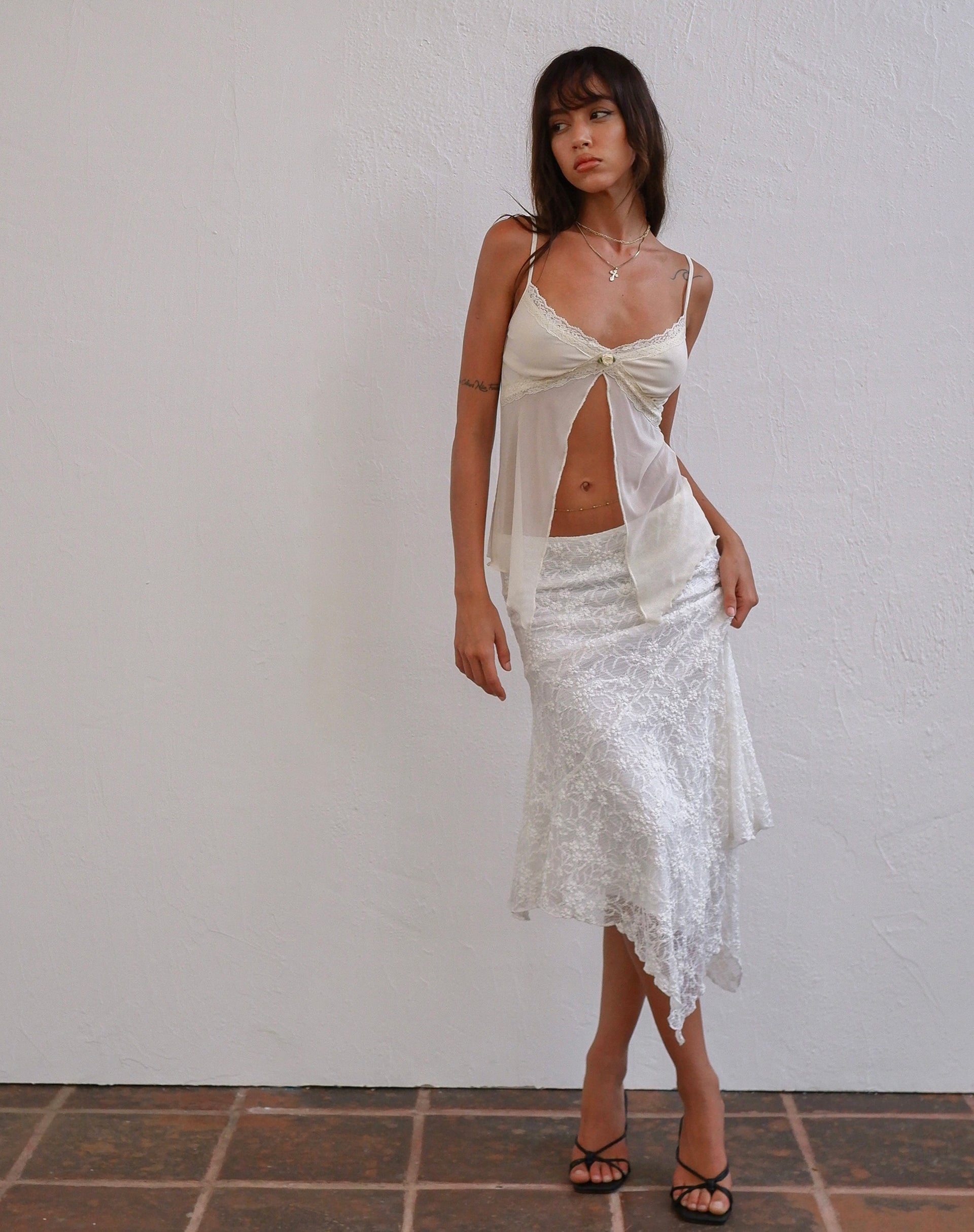 Image of Aliqa Butterfly Top in Mesh Cream
