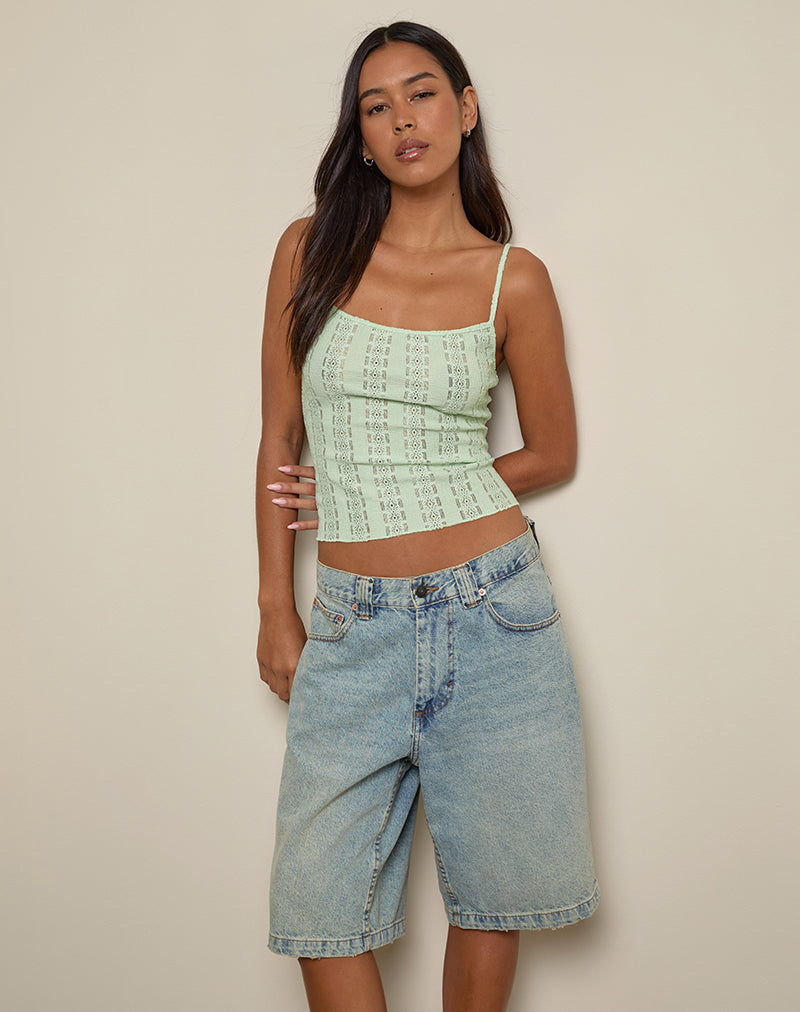 Image of Aluca Cami Top in Broderie Flower Lace Mint