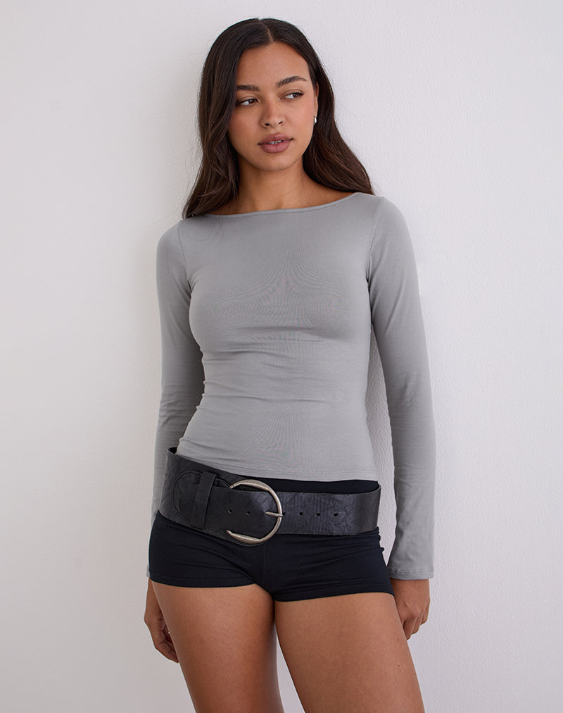 Image of Amabon Long Sleeve Top in Grey