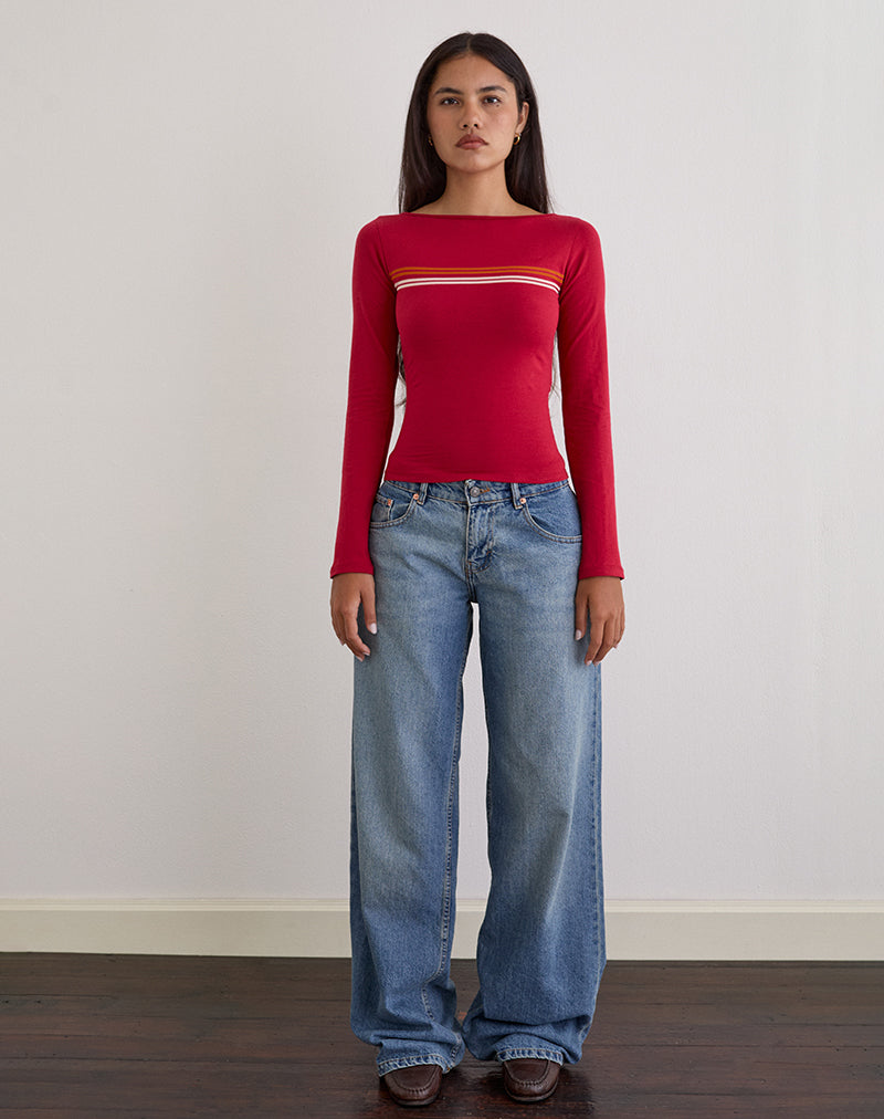 Adrenaline Red Stripe Long Sleeve Top | Amabon – motelrocks.com