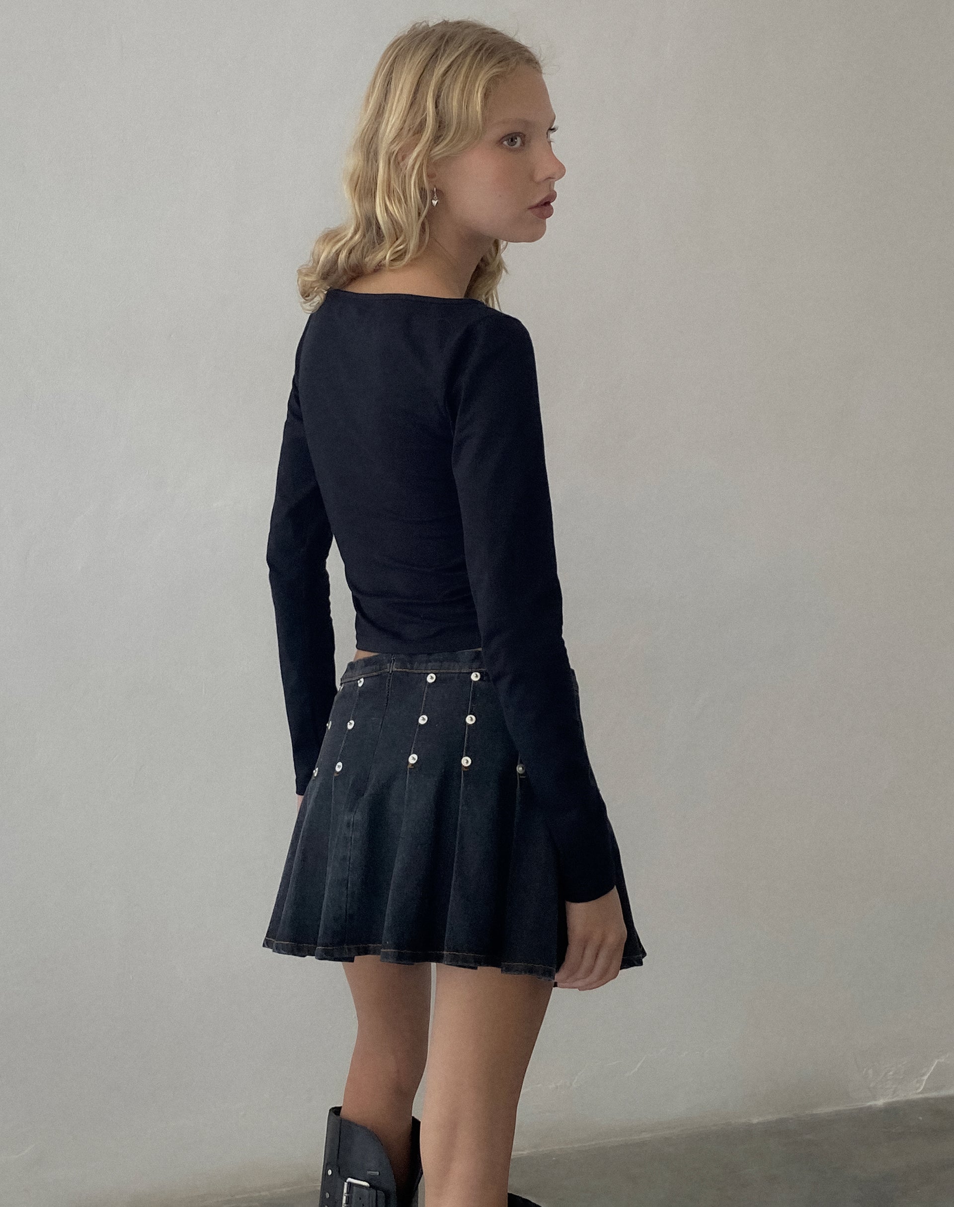 Image of Amabon Top in Black with Cross Motif