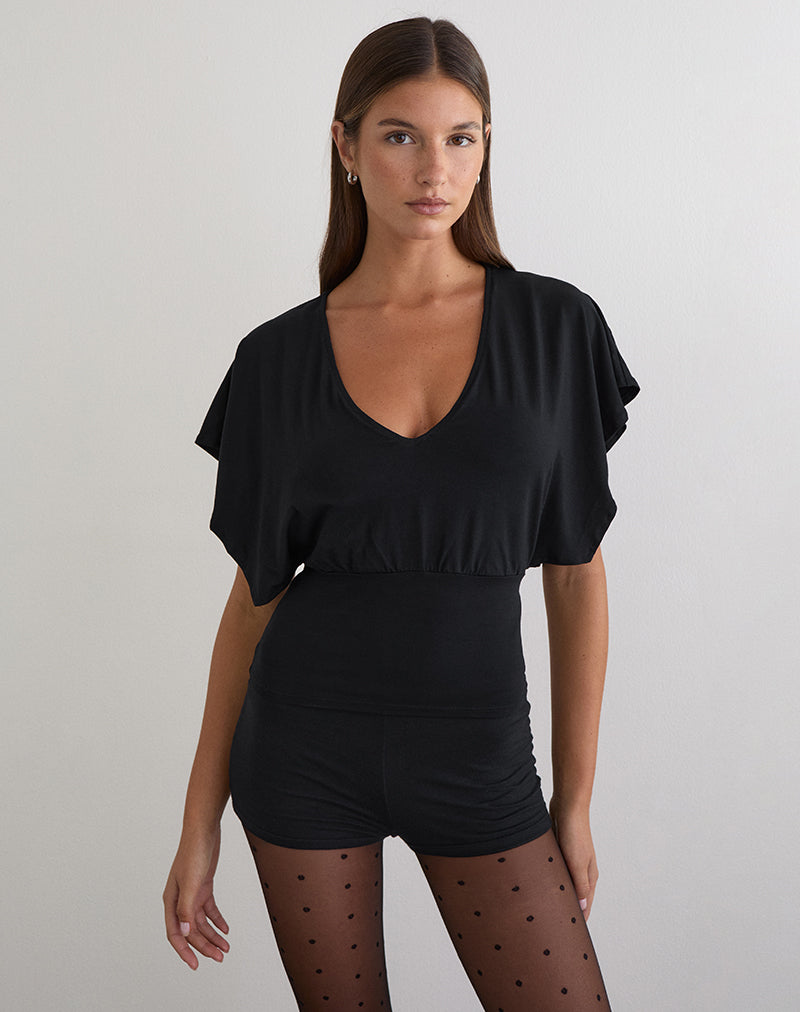 Image of Amarata Batwing Top in Rayon Jersey Black