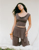 Image of Wiyana Cowl Neck Top in Cupro Dark Brown