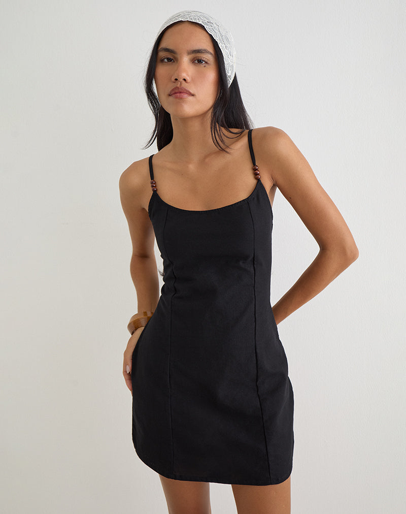 Ambra Scoop Mini Dress in Black