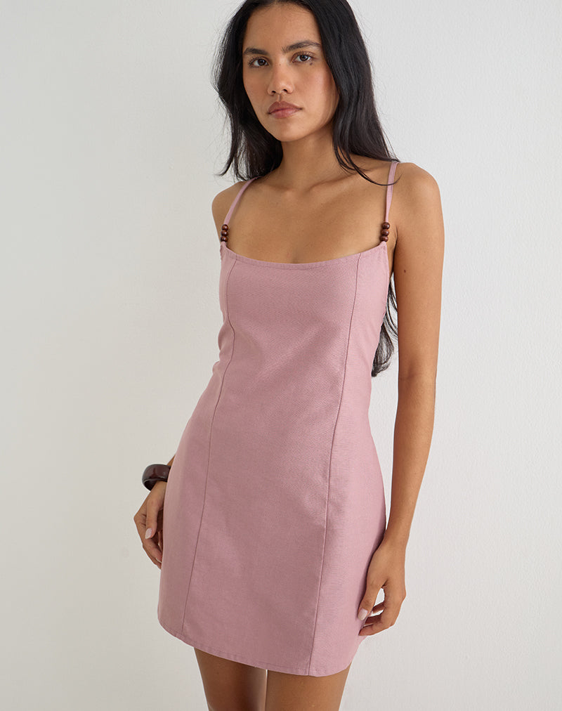 Ambra Scoop Mini Dress in Dusty Rose