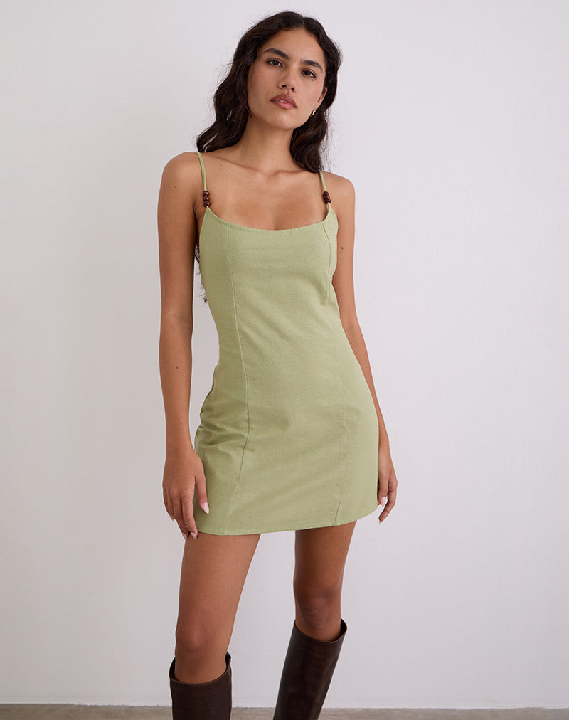 Image of Ambra Scoop Mini Dress in Sage Green