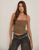 Image of Analu Cami Top in Brown with Beaded Straps