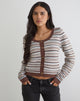 Image of Aniha Long Sleeve Top in Knit Stripe Blue and Brown