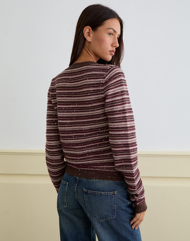 Image of Aniha Top in Glitter Knit Stripe Purple