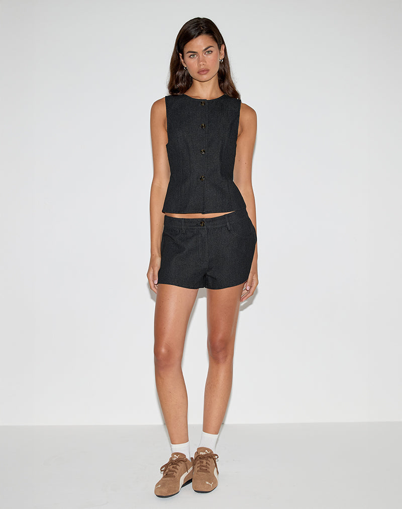 Image of Anila Button Through Vest in Denim Indigo