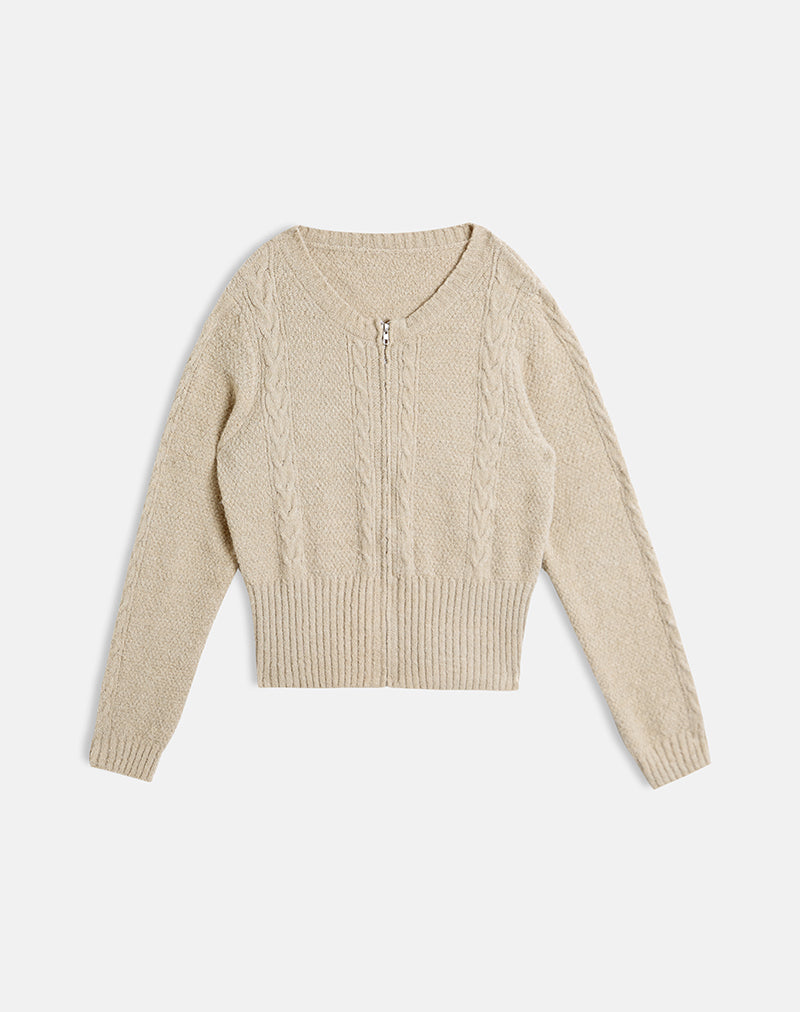 Image of Anitra Cardigan in Cable Knit Beige