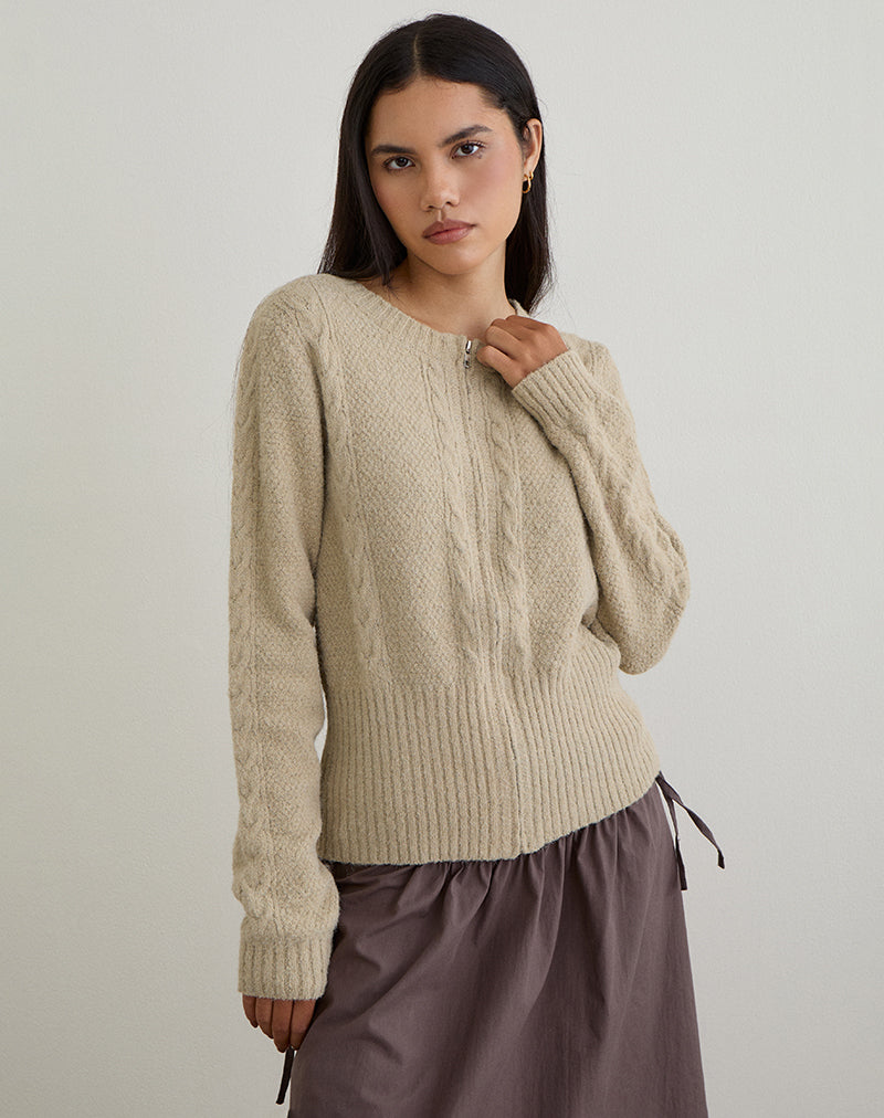 Image of Anitra Cardigan in Cable Knit Beige