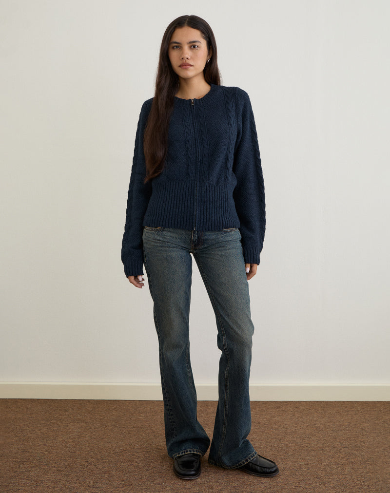 Image of Anitra Cardigan in Cable Knit Navy