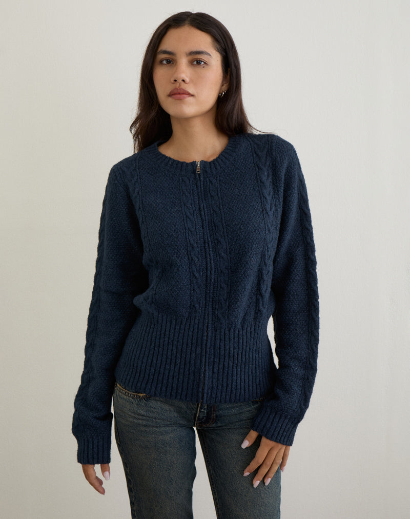 Image of Anitra Cardigan in Cable Knit Navy