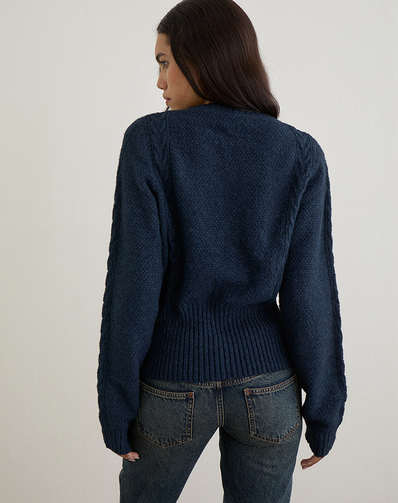 Image of Anitra Cardigan in Cable Knit Navy
