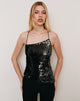 Image of Annie Asymmetric Strappy Top in Sequin Black