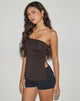 Image of Aravie Ruched Bandeau Top in Chocolate Brown