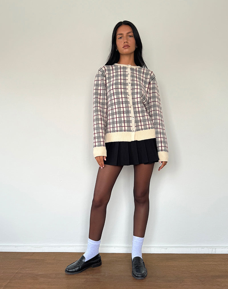 Image of Arlene Cardigan in Checked Knit Cream