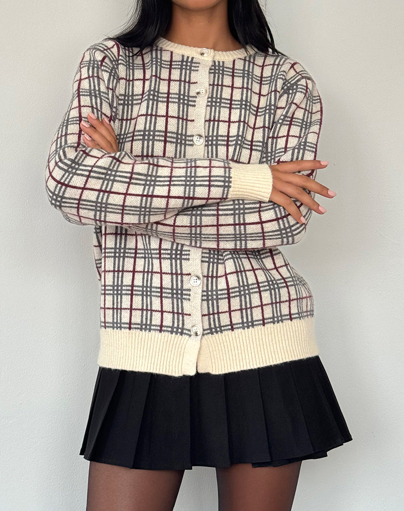 Image of Arlene Cardigan in Checked Knit Cream
