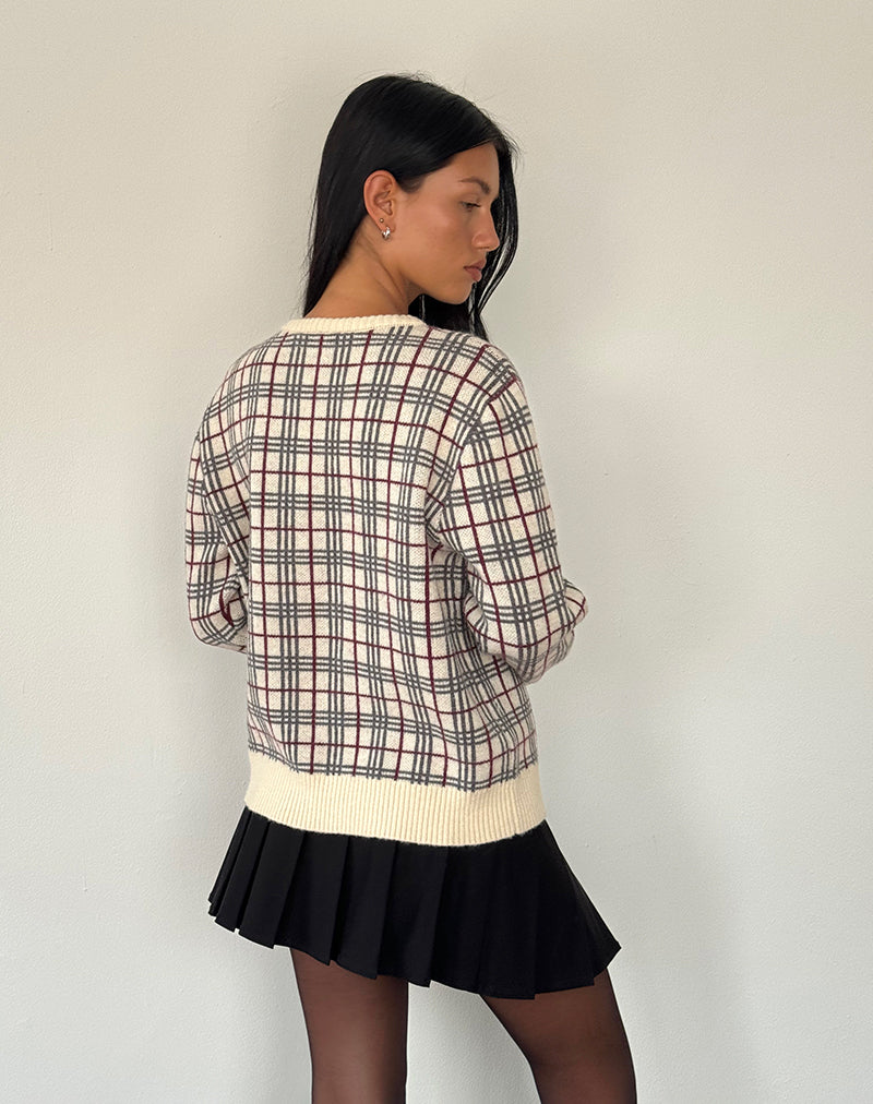 Image of Arlene Cardigan in Checked Knit Cream
