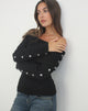 Image of Arsenia Off Shoulder Top in Ribbed Knit Black