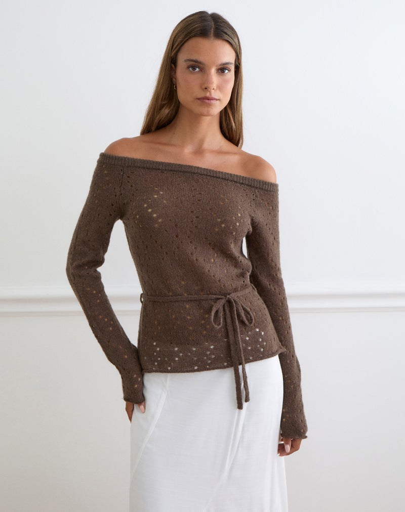Image of Arutala Long Sleeve Top in Knit Brown