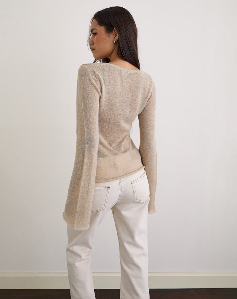 Image of Ashla Top in Sheer Knit Beige