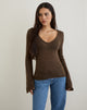 Image of Ashla Top in Sheer Knit Dark Chocolate