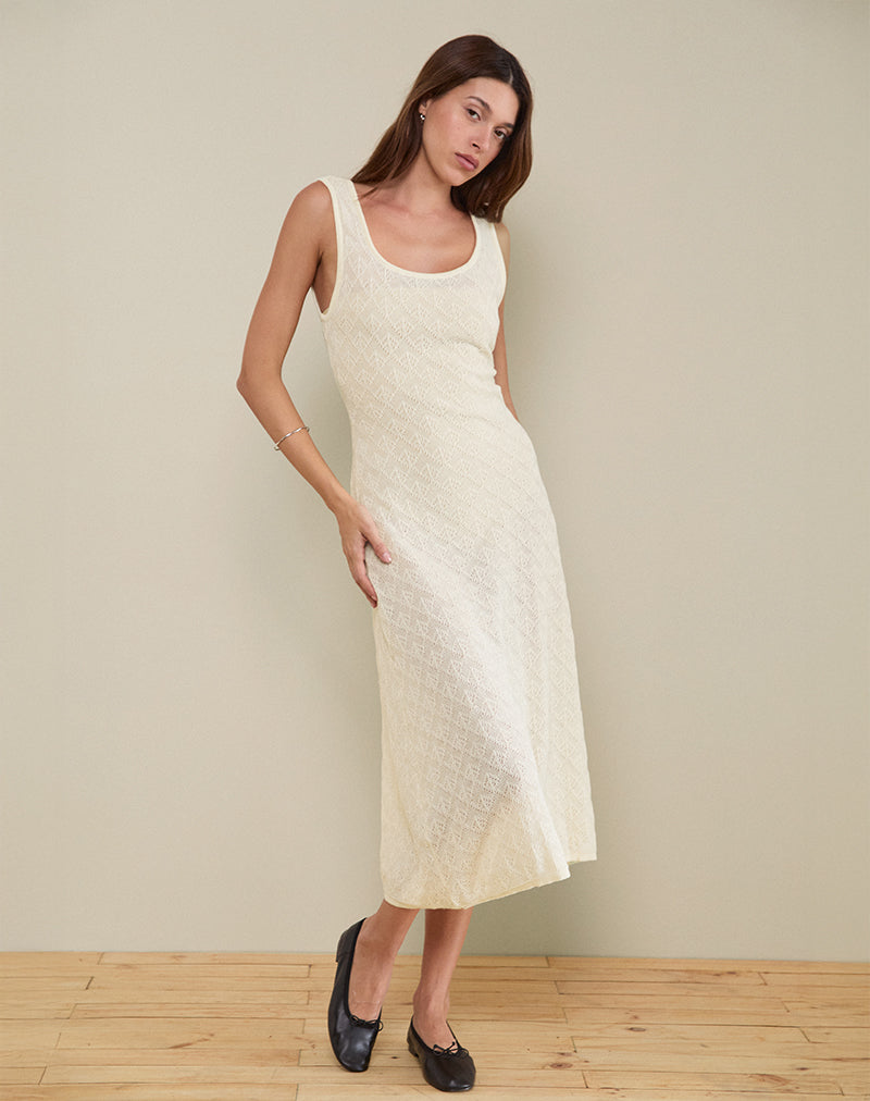 Image of Ashtin Midi Dress in Pointelle Ivory