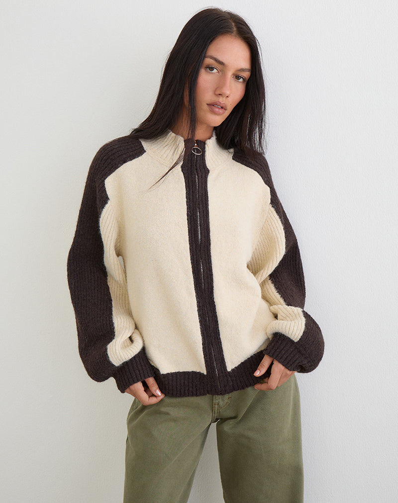 Image of Asrar Jumper in Knit Cream and Brown