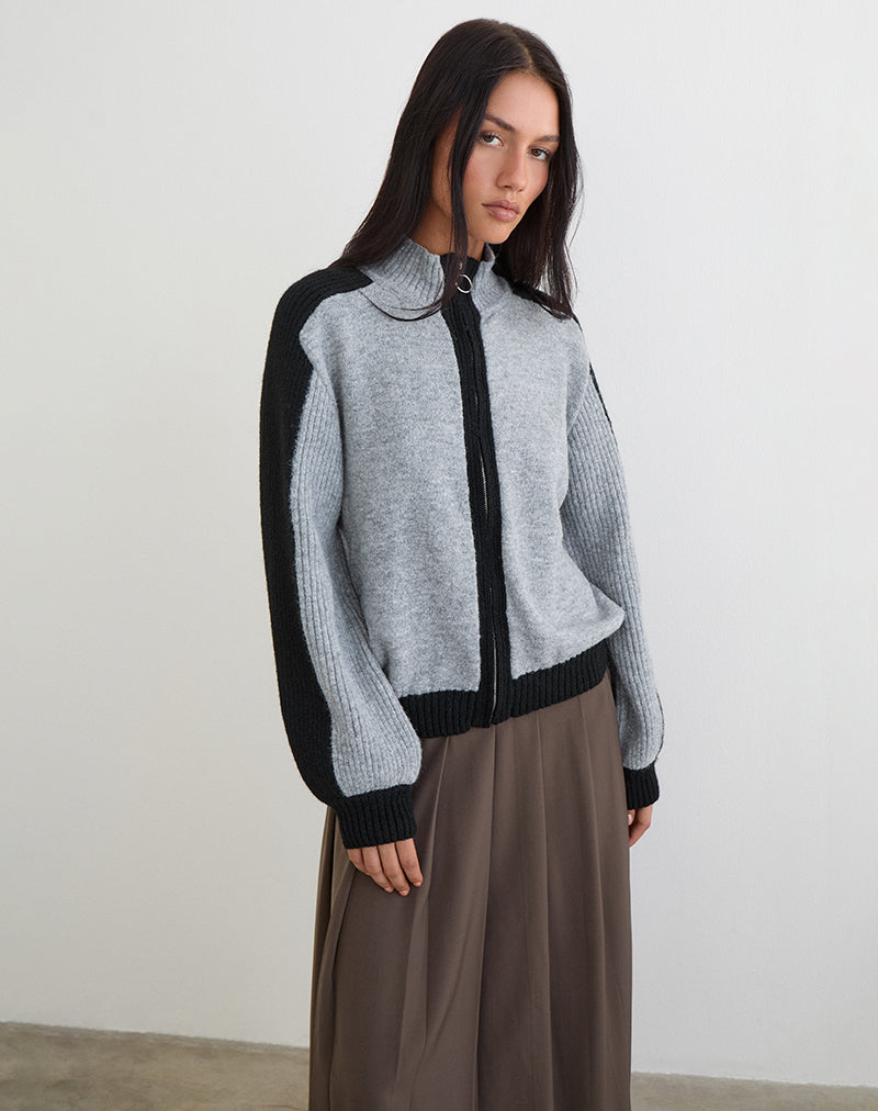 Image of Asrar Jumper in Knit Grey and Black