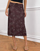 Image of Atira Midi Skirt in Doodle Flower Flock Brown