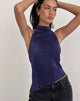 Image of Atsila High Neck Sleeveless Top in Plisse Navy